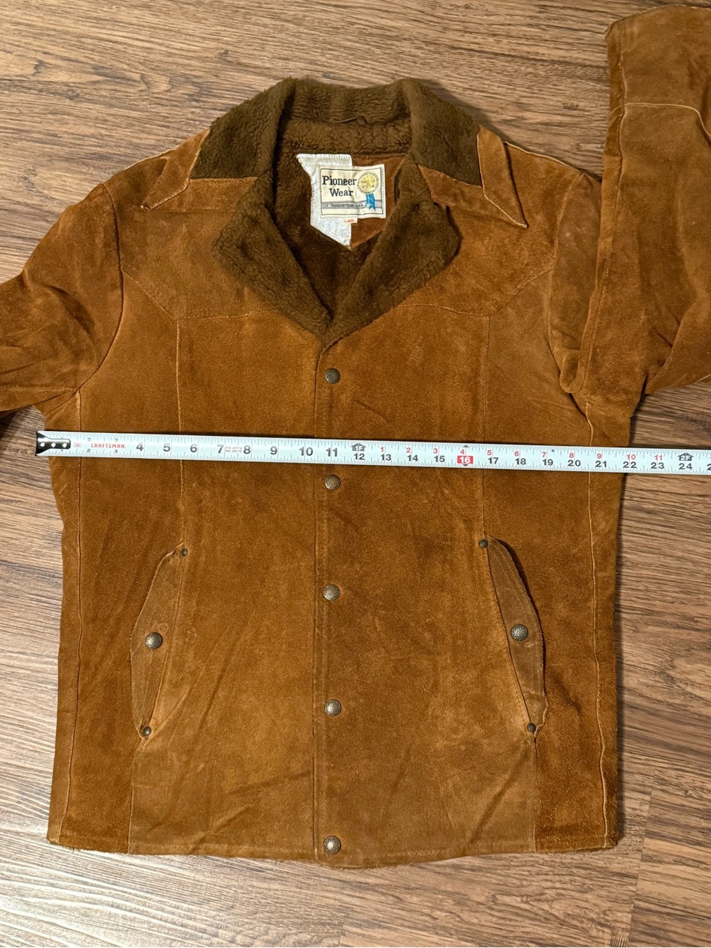 Vintage Pioneer Wear Genuine Leather Brown Men's Jacket with Fur Lining Size 40 - Picture 8 of 9